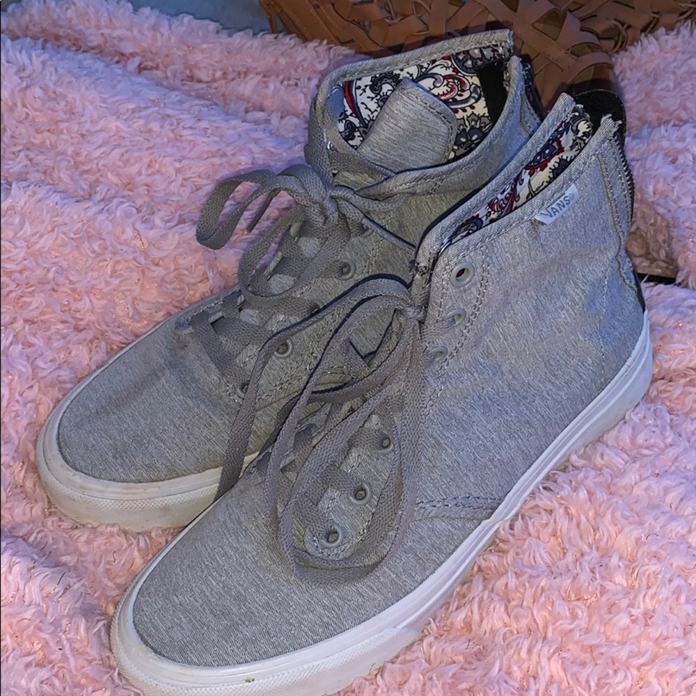 Grey Hightop Vans with interior design size 8